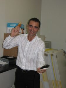 Chris Laval auctioning off his hair.